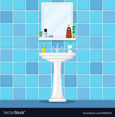 Bathroom Sink With Mirror Royalty Free Vector Image