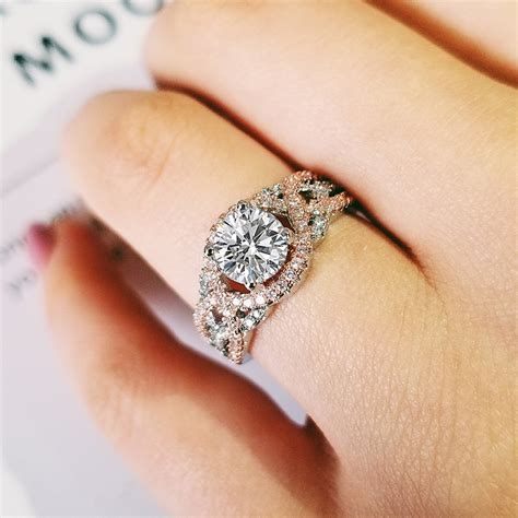 2019 New Design Twisted Band Rose Gold Silver Color Engagement Ring For