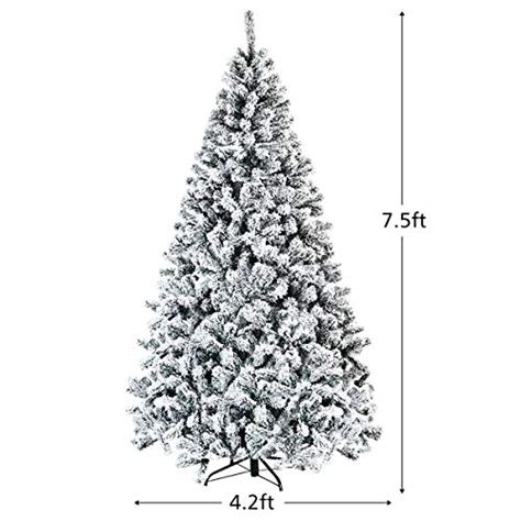 Goplus 75ft Artificial Snow Flocked Christmas Tree Snowy Hinged Pine