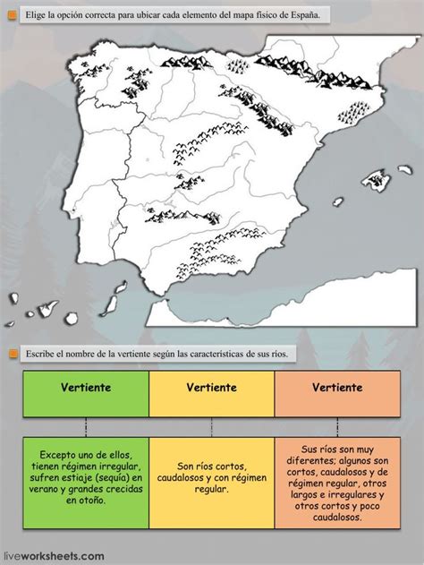 Mapa Fisico De Espana Ficha Interactiva Y Descargable Puedes Hacer Los