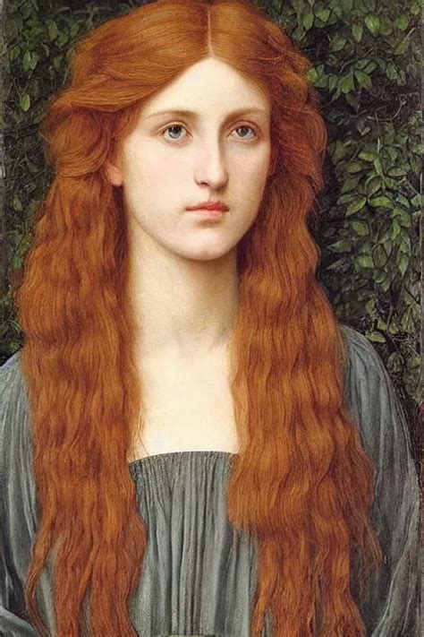 Pre Raphaelite Portrait Of A Young Beautiful Female Stable Diffusion