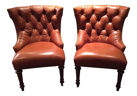 Whittmore-Sherrill Leather Wingback Chairs - A Pair | Chairish