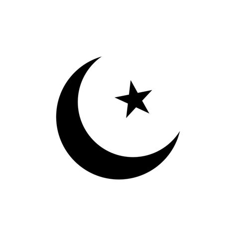 Crescent Moon And Star Symbol Isolated On White Background Islamic
