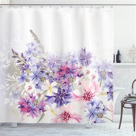 Lavender Shower Curtain Pastel Cornflowers Bridal Classic Design