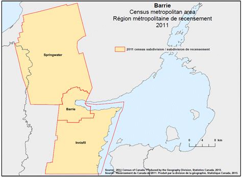 Geographical Map Of The 2011 Census Metropolitan Area Of Barrie Ontario