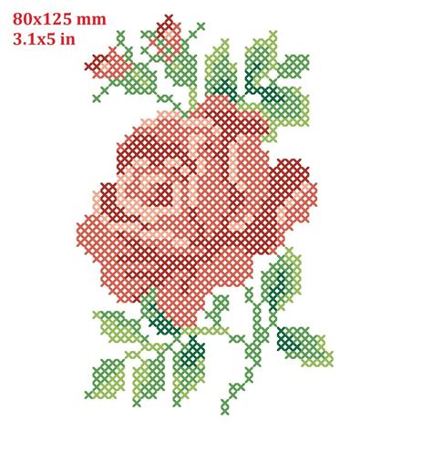 Roses Floral Cross Stitch Machine Embroidery Pattern Etsy