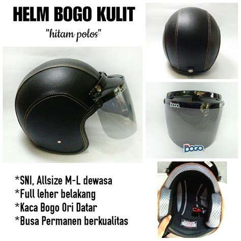 Helm retro bogo classic full leher hitam dof kaca datar. Harga Helm Bogo Kaca Datar Ori - Jual Helm JPN Kawai Momo ...
