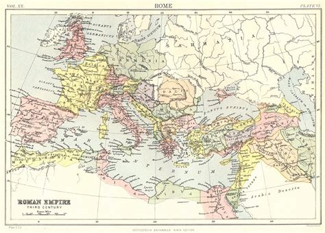 Roman Empire In The Third Century Britannica 9th Edition 1898 Old Map