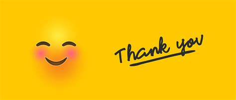 Cute Yellow 3d Smiley Face With Thank You Quote Stock Illustration