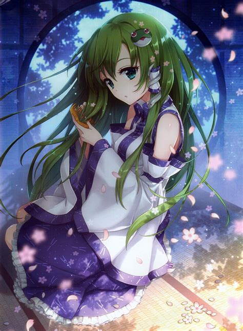 Touhou Kochiya Sanae Kimono Traditional Clothing Flowers Flower