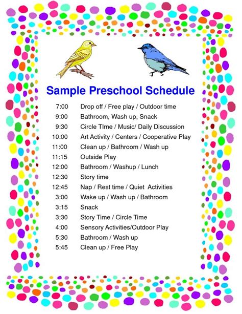 Parents, use it with your children at home if you'd like. Schedule Preschool Sample - PDF | Teaching Groups of ...