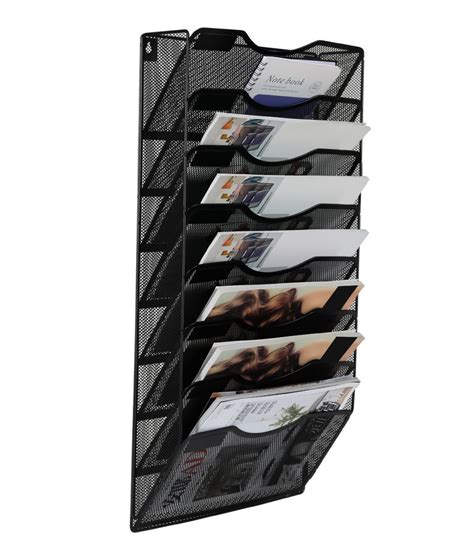 Easypag 8 Pocket Metal Wall File Holder Organizer Hanging Magazine Rack