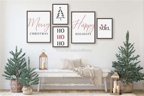 Merry Christmas Wall Artchristmas Printschristmas Set Of Etsy