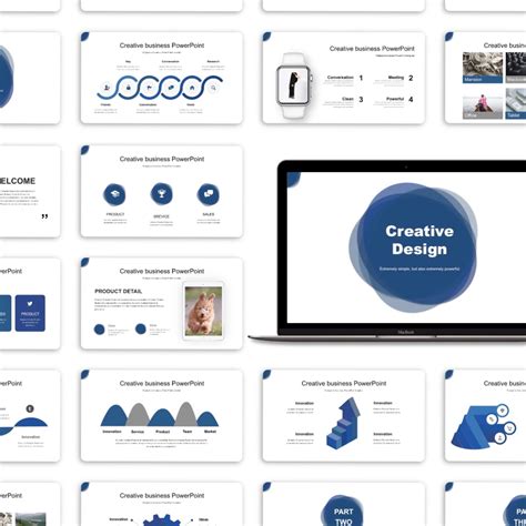 Blue Simple Business Report Powerpoint Template Original And High