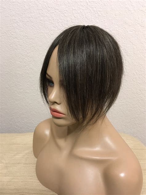 Human Hair Topper 100 Brown With Gray Extensions Top Etsy UK