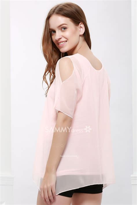 Fairy Style Flowing Texture Chiffon Blouse For Women In Pink