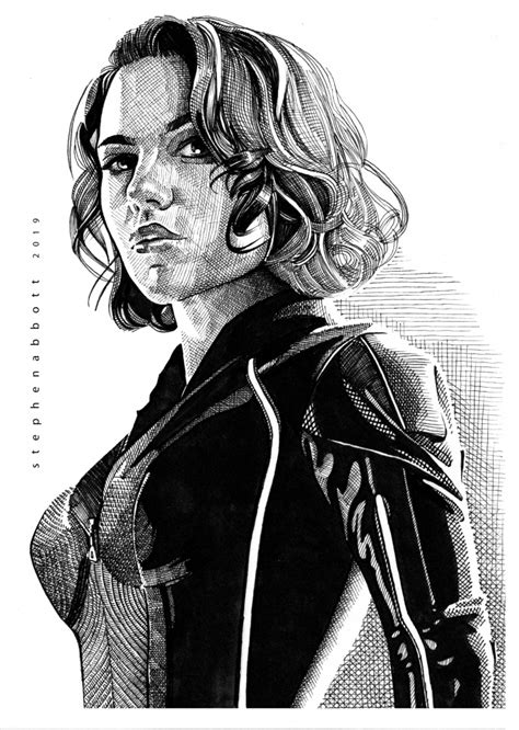 Portrait Of Black Widow Scarlett Johansson By Stefanosart On Stars
