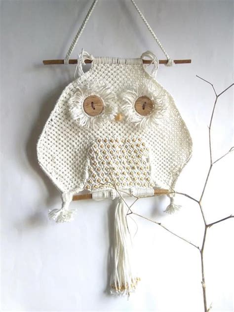 Macrame Owl Wall Hangingswall Art Decor Handmade Bohoowls Etsy Macrame Owl Art Decor Etsy