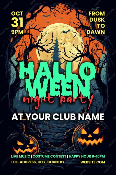 premium psd halloween poster template psd halloween night party flyer banner social media post