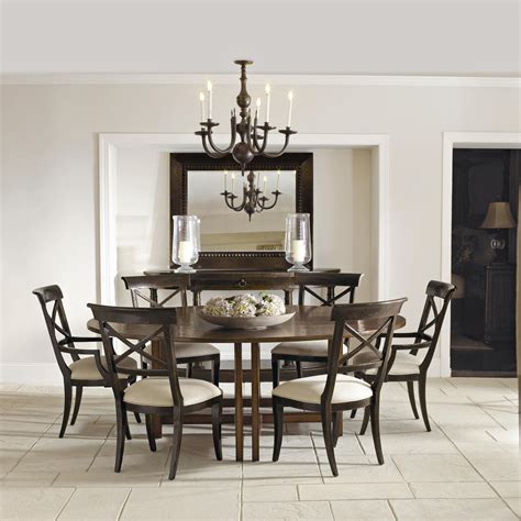 Bernhardt Vintage Patina 7pc 72 Round Dining Room Set With X Shaped