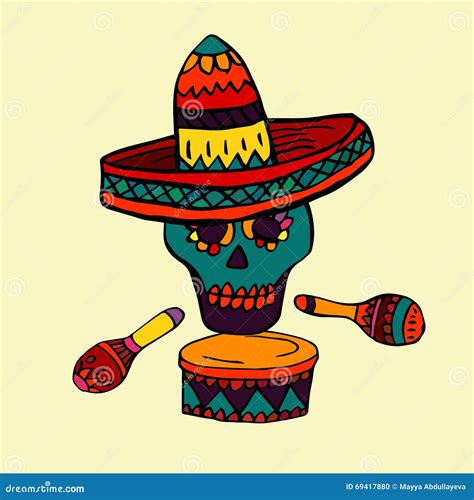 Colorful Mexican Symbols Vector Illustration 69417880
