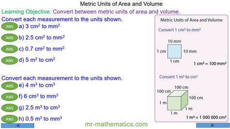 The si units which are represented without the help of other quantities that are known as fundamental quantities such for example, in case of a measurement of the area covered by a house we use square feet as the unit of area in most of the cases, so in those. Metric Units of Area and Volume - Mr-Mathematics.com