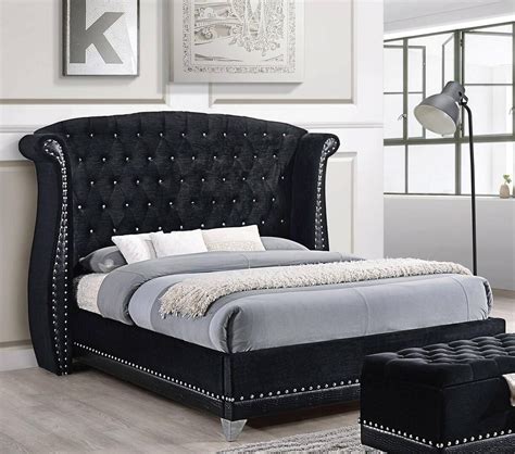 Coaster California King Size Bed 300643kw Black Upholstered Bedroom