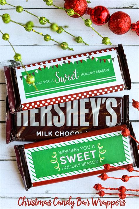 There are three different sizes below. Christmas Candy Bar Wrappers