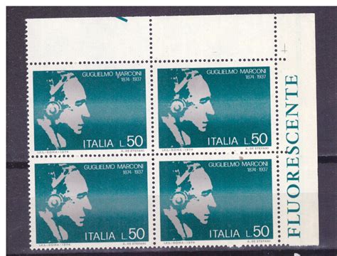 Francobolli Italia Repubblica 1974 Quartina Guglielmo Marconi 50 L Mnh Ebay