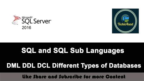 6 Sql Sub Languages Dml Ddl Dcl Different Types Of Databases Youtube