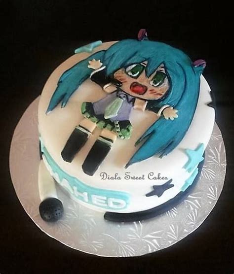 Hand Painted Hatsune Miku Cake Anime Cake Cupcake Cakes Cake