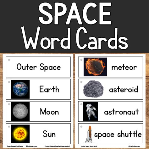 Space Picture Word Cards Prekinders