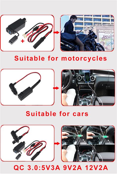 Motopower Waterproof Motorcycle Dual Usb Charger Kit Sae To Usb Adapter Cable Phone