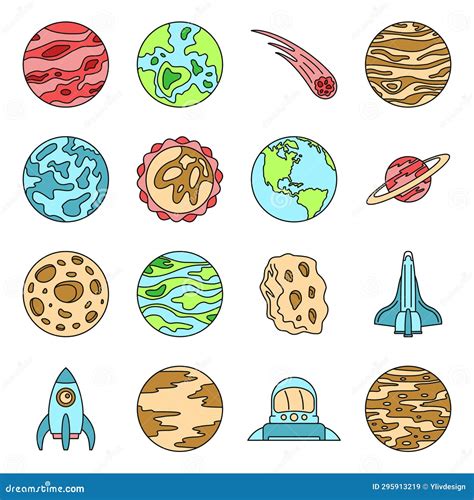 Solar System Planets Icon Set Vector Color Stock Illustration Illustration Of Vector Flat