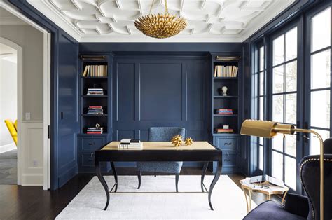 Modern Navy Office A Rich Wall Color Can Complement An Otherwise