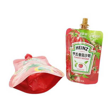 Doypack Laminated Spout Pouch For Tomato Sauce Chilli Garlic Sauce