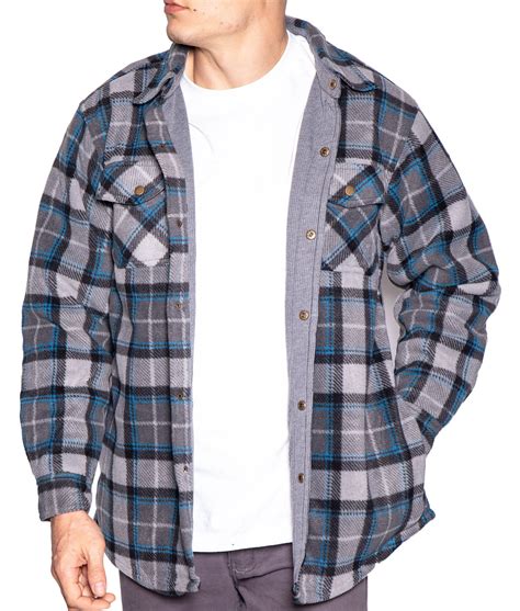 Flannel Shirt Jackets For Men Big And Tall Heavy Quilted Thermal Lined