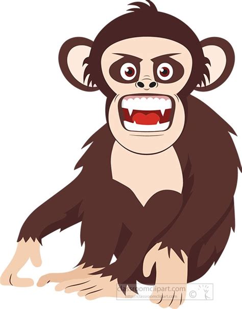 Monkeys Primates Clipart Clipart Wild Angry Sitting Chimpanzee Vector