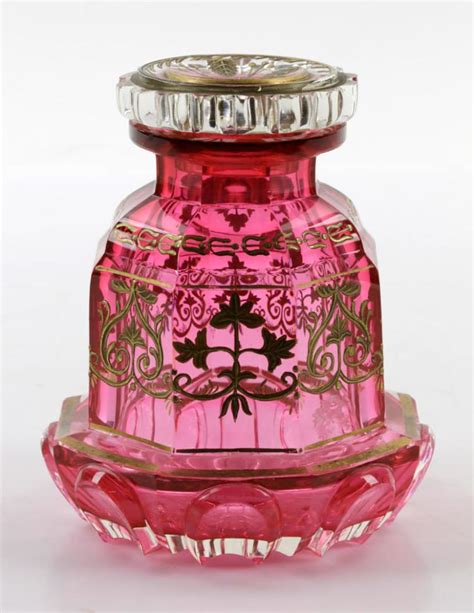 19th C Bohemian Glass Covered Perfume Bottle