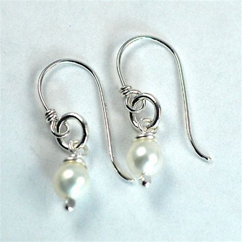 Pearl Sterling Silver Dangle Earrings Pearl Bridesmaid Etsy