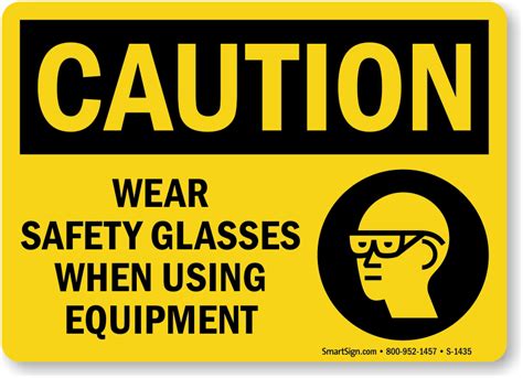 wear safety glasses using equipment caution sign sku s 1435