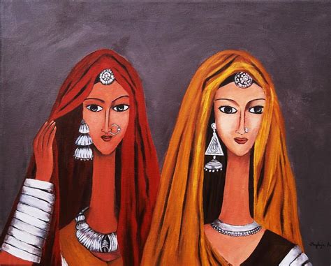 Rajasthani Women Painting By Vishal Gurjar Pixels India Woman Poster