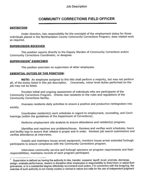 Free 7 Sample Correctional Officer Job Description Templates In Pdf
