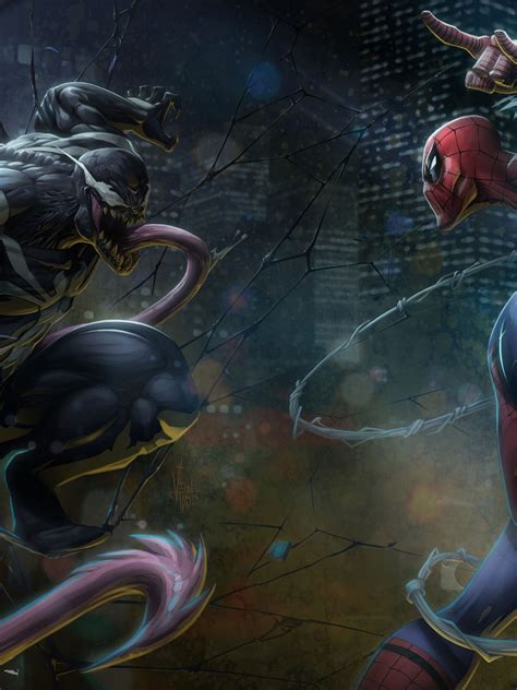 Download 1536x2048 Venom Vs Spider Man Artwork Wallpapers For Apple