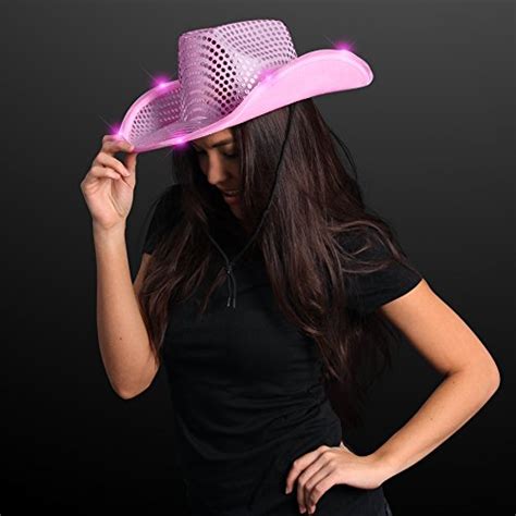 Flashingblinkylights Pink Sequin Light Up Led Cowboy Hat Pricepulse
