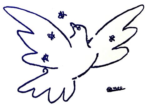 Peace Dove Serigraph In Blue As A Tribute To Pablo Picassos Lithograph