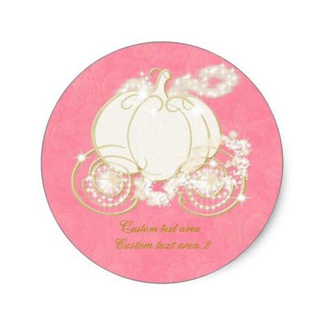Cinderella Pink And Gold Carriage Elegant Sticker Princess Birthday