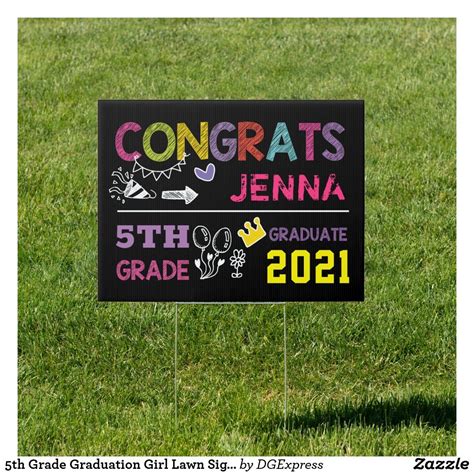 5th Grade Graduation Girl Lawn Sign Class Of 2021 Zazzle 5th Grade