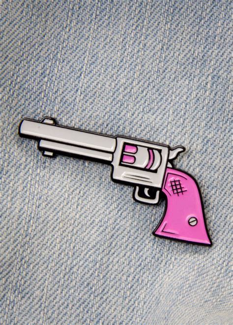 Pink Pistol Enamel Pin Feminist Fashion Accessory Pink Pistol