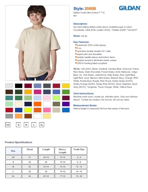 Gildan Youth Ultra Cotton T Shirt Size Chart Chart Walls